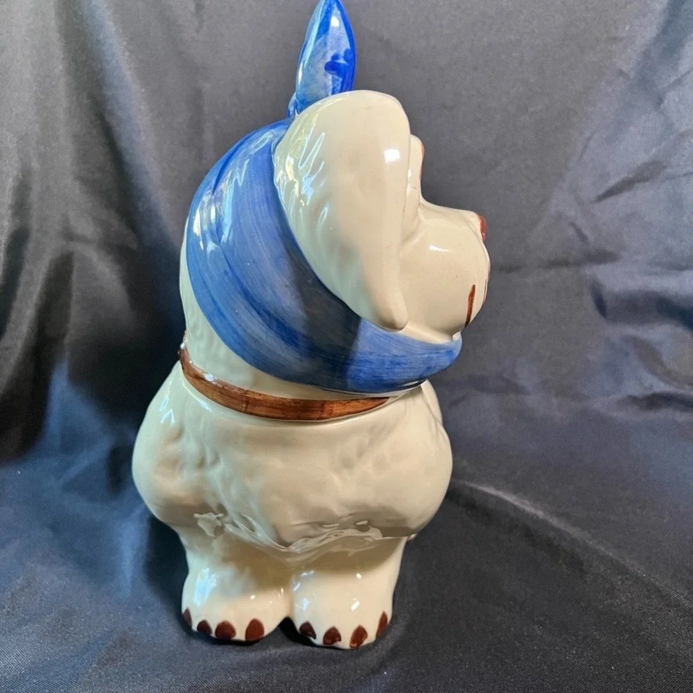 Shawnee Pottery Mugsy Dog Cookie Jar w/ Salt & Pepper Shakers AS IS REPAIRED BOW